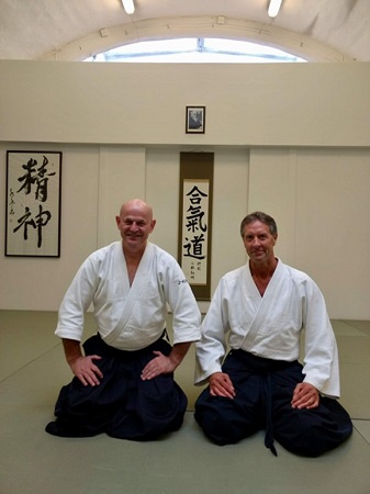 Sensei Tim Lee with Mouliko Halen 7th Dan at Sunyata Dojo, Heggedal, Norway